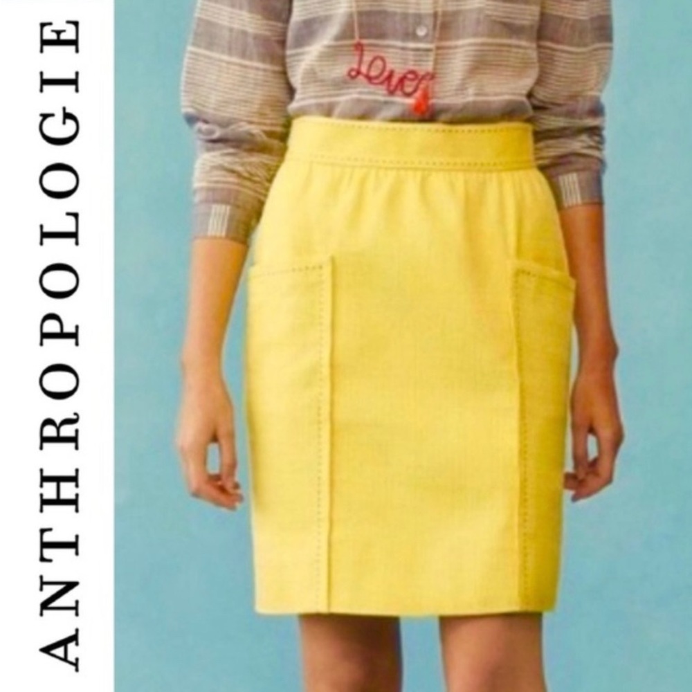 Anthropologie Yellow Pencil Skirt